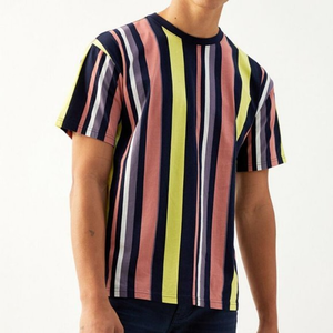 PAC Cares Men's 100%‎ Cotton Miles Retro Style Striped T-Shirt, Vibrant Tee, S